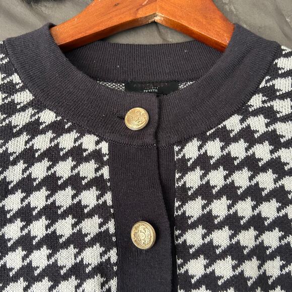 Ann Taylor Factory Petite Gray and White Houndstooth Cardigan Size XS - Picture 3 of 10